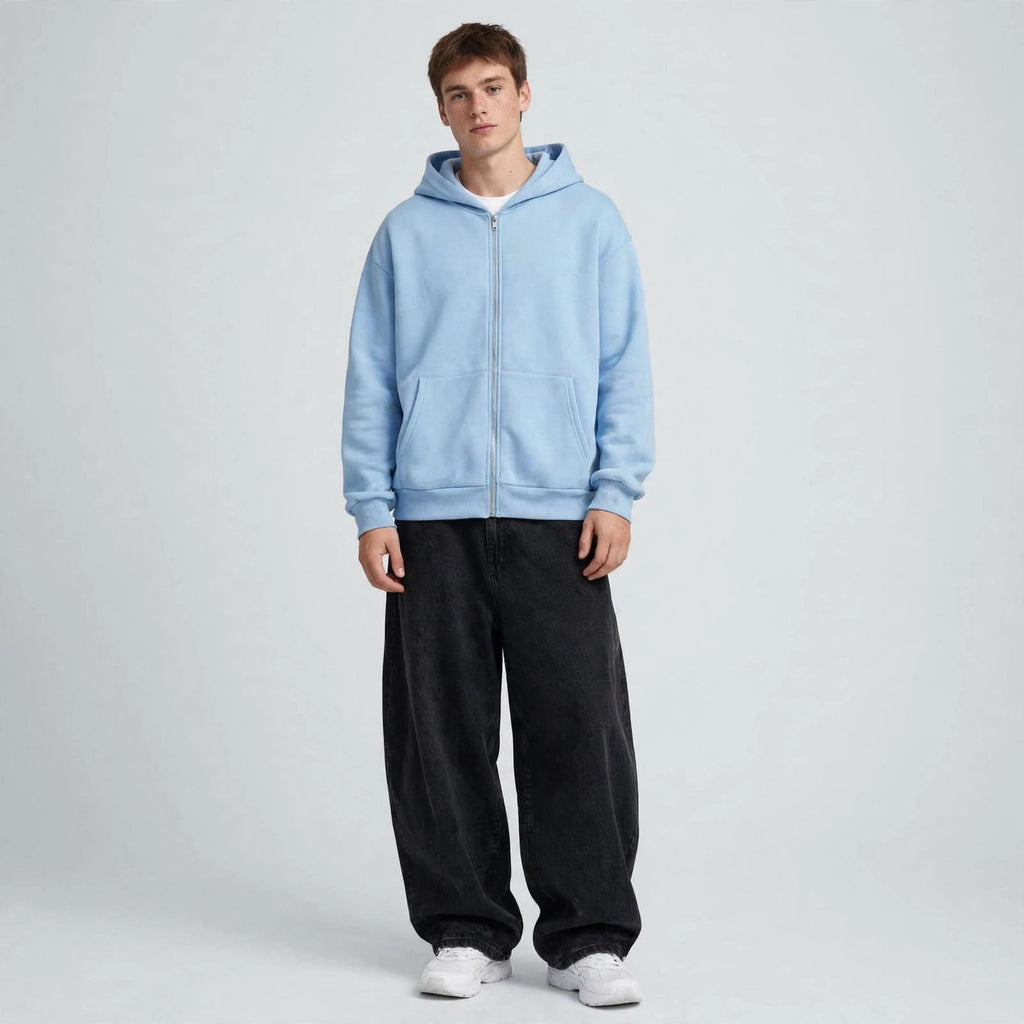 Fleece Premium Basic Zipper Hoodie Unisex - Sky Blue