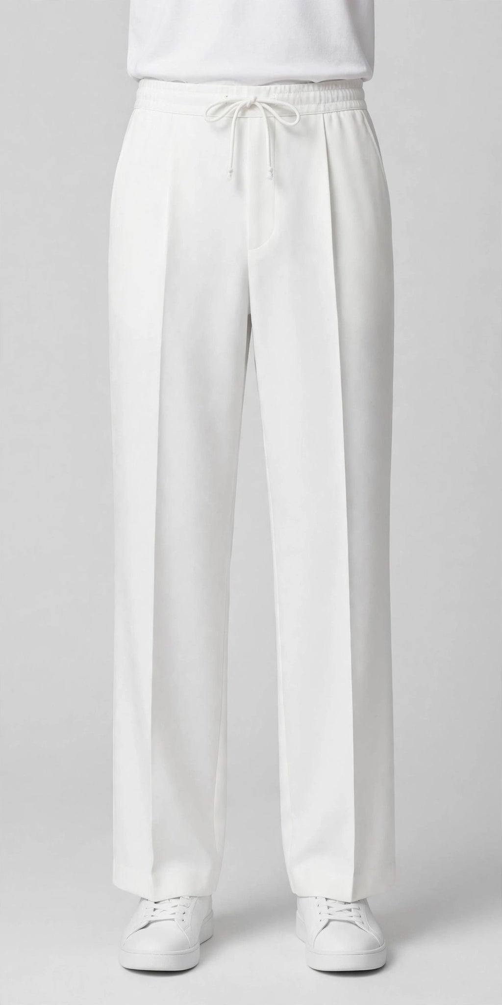 Unisex Regular Wide Leg Pleated Trouser - Single Pleat Edition - White