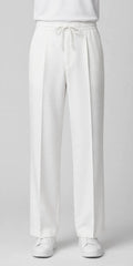 Unisex Regular Wide Leg Pleated Trouser - Single Pleat Edition - White