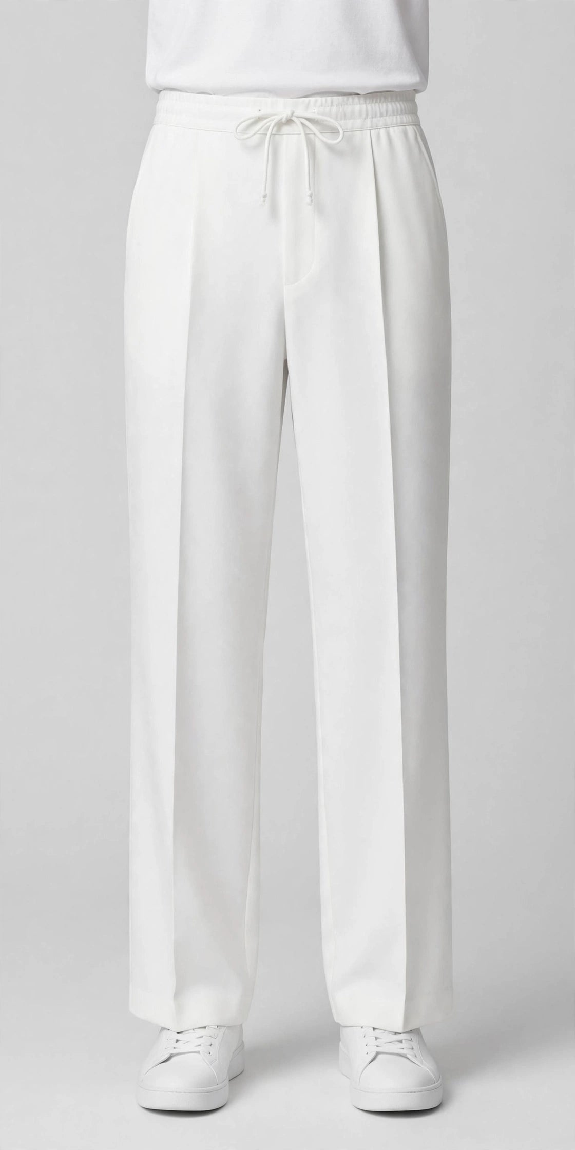 Unisex Regular Wide Leg Pleated Trouser - Single Pleat Edition - White