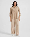 Daur-z Oversized Button-Down Shirt in Beige - Relaxed Fit | Everyday Essential