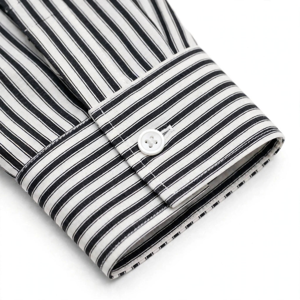 Grey Striped Button Down Shirt & White Flapper Trouser For Women