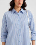 Daur-z Oversized Button-Down Shirt in Sky Blue Striped - Relaxed Fit | Everyday Essential
