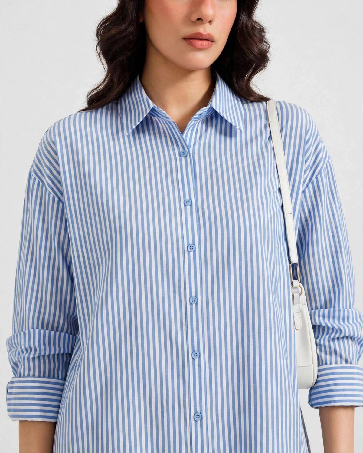 Daur-z Oversized Button-Down Shirt in Sky Blue Striped - Relaxed Fit | Everyday Essential