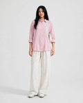 Pink Button Down Shirt And White Flapper Trouser Co-Ord Set