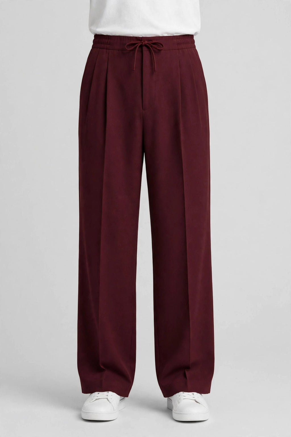 Unisex Regular Wide Leg Pleated Trouser - Single Pleat Edition - Maroon