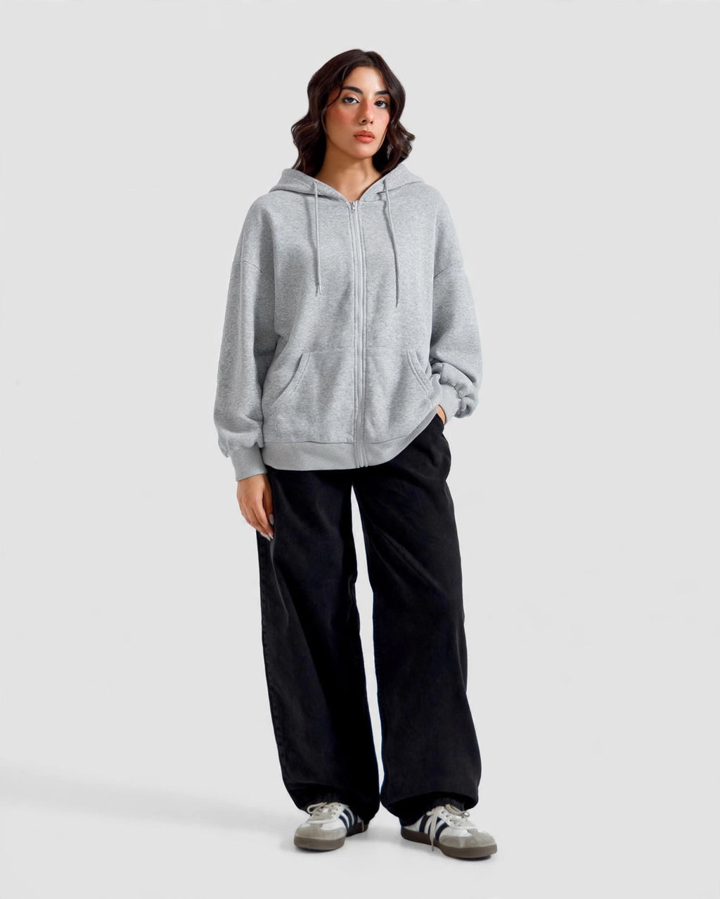 Fleece Premium Basic Zipper Hoodie Unisex - Grey