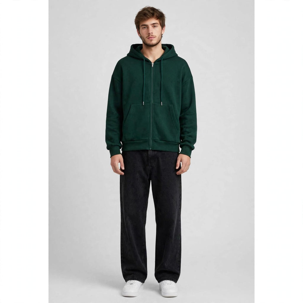 Fleece Premium Basic Zipper Hoodie Unisex - Green