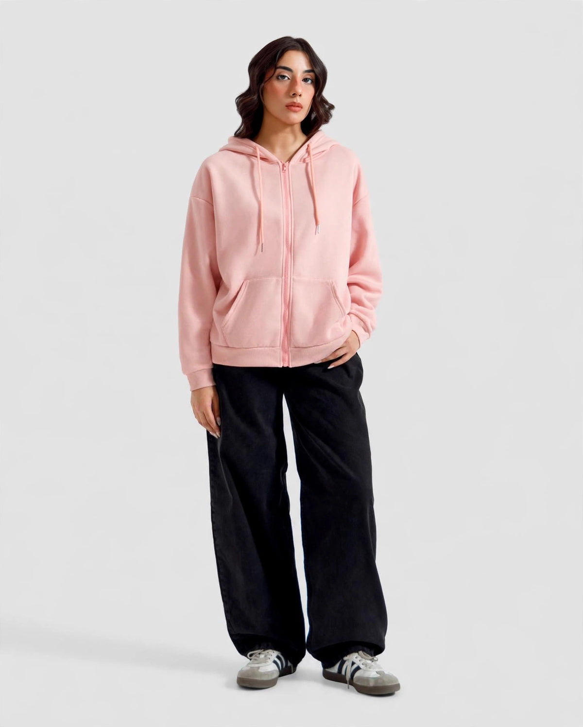 Fleece Premium Basic Zipper Hoodie Unisex - Pink