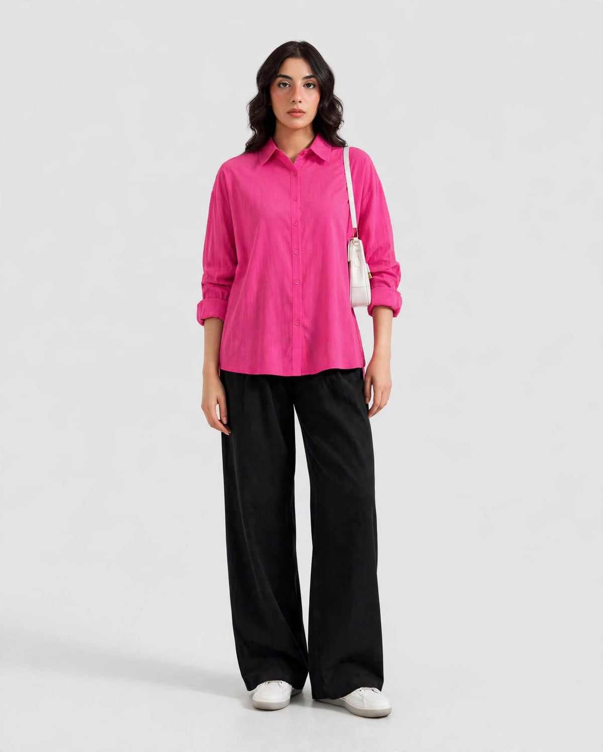 Daur-z Oversized Button-Down Shirt in Neon Pink - Relaxed Fit | Everyday Essential