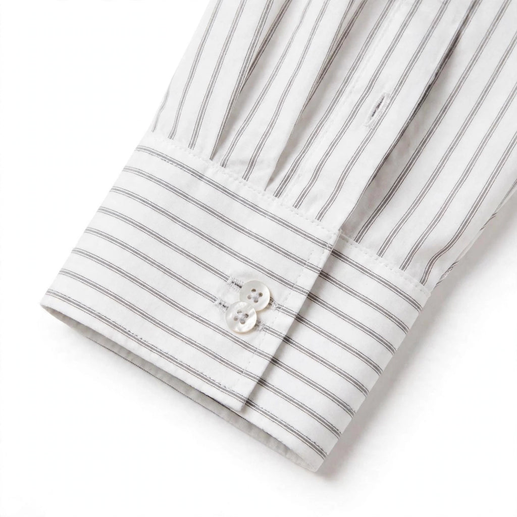 Daur-z Oversized Button-Down Shirt in Grey Striped - Relaxed Fit | Everyday Essential