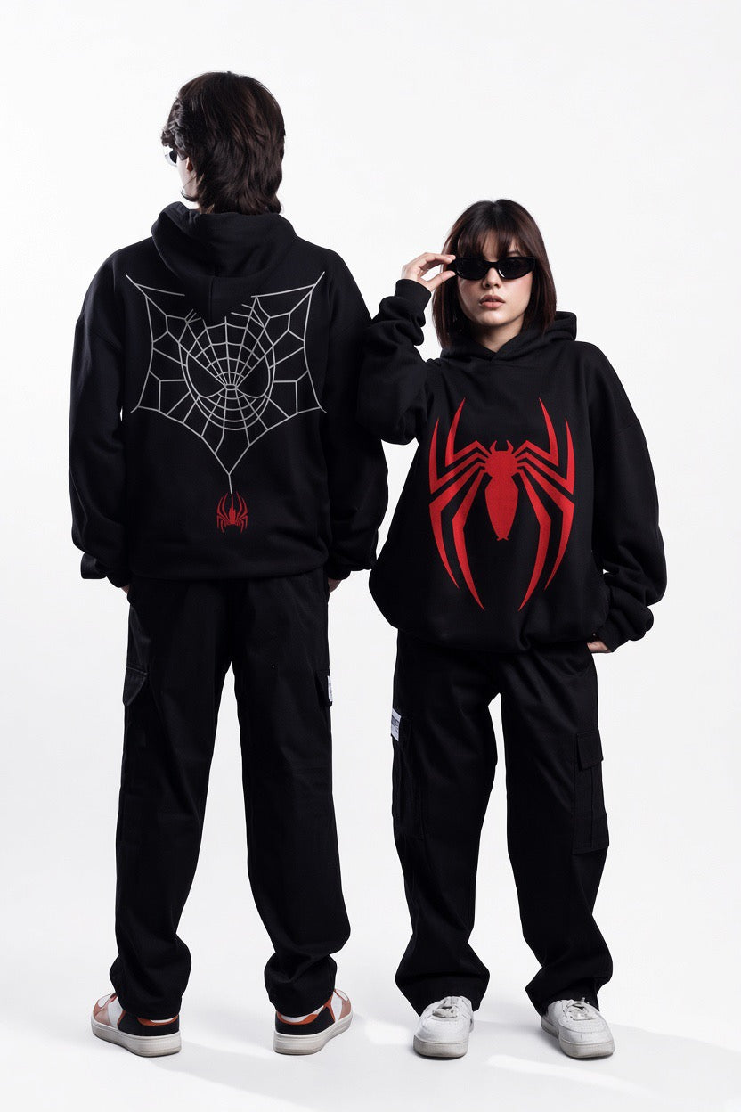 Spider-Man Over Sized Fleece Pull Over Hoodie Black