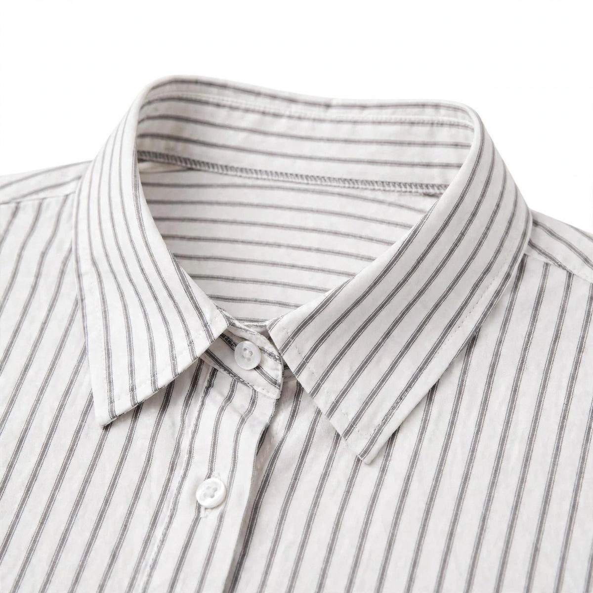 White Striped Button Down Shirt And Black Flapper Trouser Co-Ord Set
