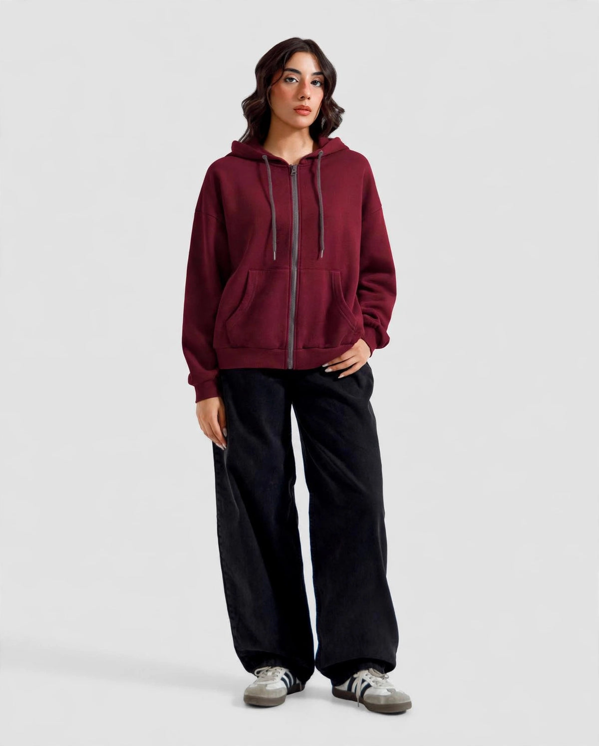 Fleece Premium Basic Zipper Hoodie Unisex - Maroon
