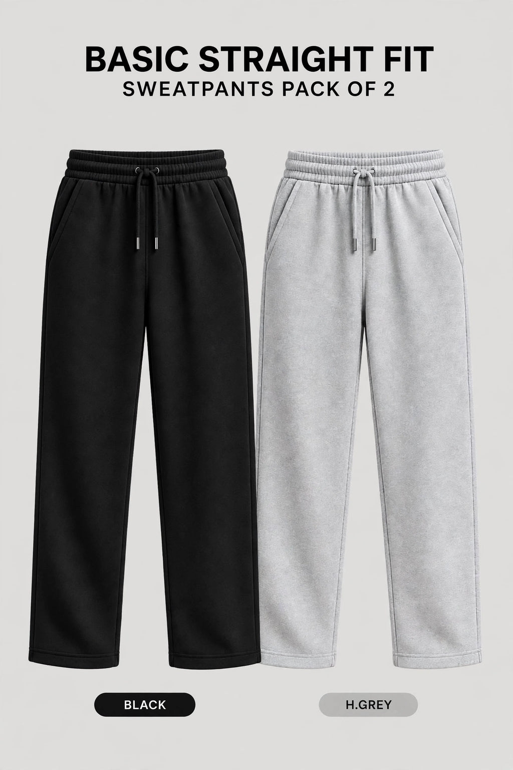 Pack Of Two Unisex Regular Relax Fit Trouser - Single Edition - Black & Grey